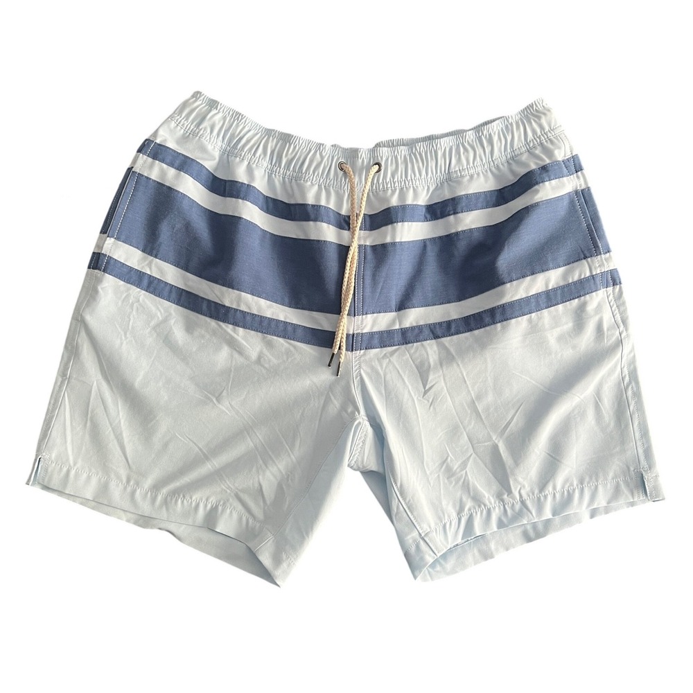 NWT Faherty Men's XXL Beacon Trunk Sky Surf Stripe Swim Shorts Blue MSS2202-SSF